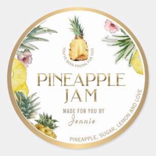 Witty Logo Design Elegant Pineapple Jam Classic Ro Round Sticker