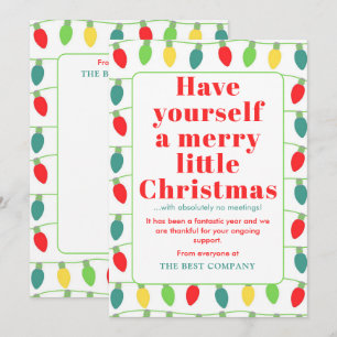 Witty Modern Retro Business Christmas Lights Card