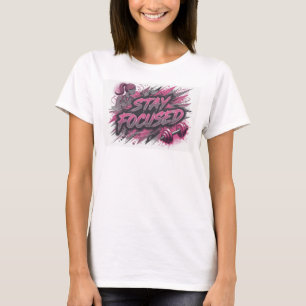 Witty Pink STAY FOCUSED Quote Shirt