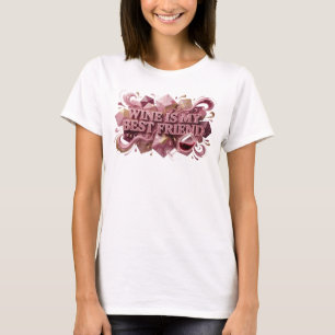 Witty Pink WINE IS MY BEST FRIEND Statement Tee
