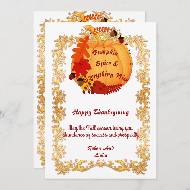 Witty Quote Orange Fall Pumpkin Spice Gold Frame (Front/Back)