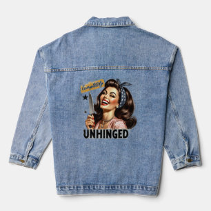 Witty Retro Girl  – Completely Unhinged Tri-Blend  Denim Jacket