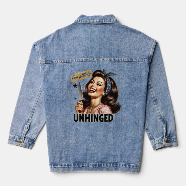 Witty Retro Girl  – Completely Unhinged Tri-Blend  Denim Jacket (Back)