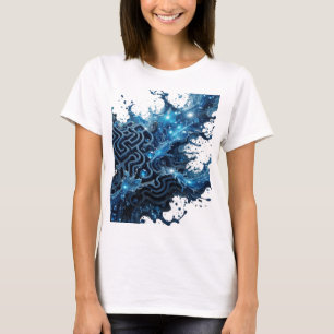 Witty Silver BLUE WATER MIND Text Design T-Shirt