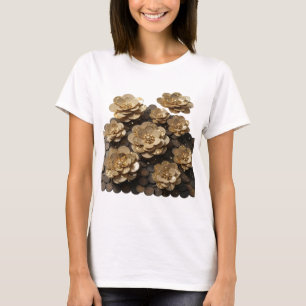 Witty Silver GOLDEN FLOWERS Statement Design T-Shirt