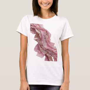Witty Silver PINK AND GOLD FABRIC FLOWERS Design T-Shirt