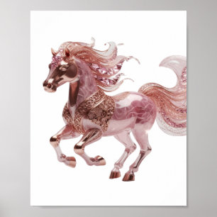 Witty Silver ROSE GOLD PINK HORSE Modern Design Poster