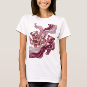 Witty Silver THREE BEARS OF GLITTER Artistic Motif T-Shirt