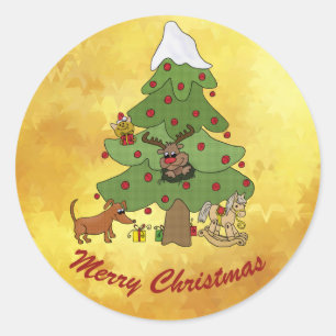 Witziger Weihnachtsbaum Runder Aufkleber Classic Round Sticker