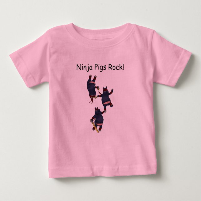 Wizard101 Ninja Pigs Rock Onesee Baby T-Shirt (Front)