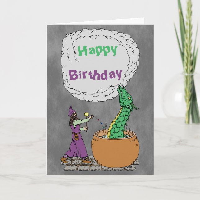 Wizard and Dragon Birthday Card (Front)