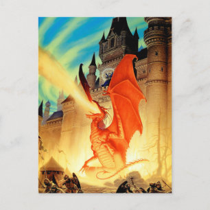 Wizard and the Fire Dragon Postcard   Fantasy Art