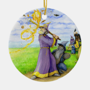 Wizard at Bat Ceramic Ornament