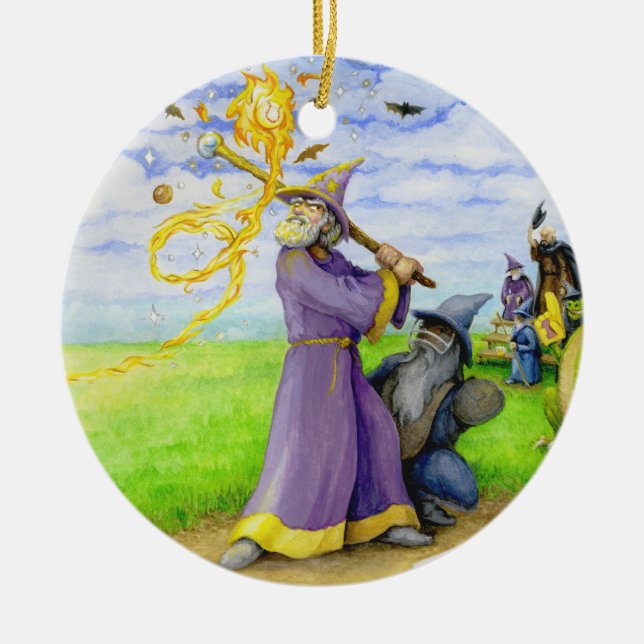 Wizard at Bat Ceramic Ornament (Front)