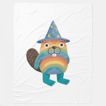 Wizard Bearded Beaver Blanket - Rainbow Folk Art
