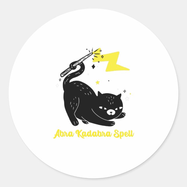 Wizard black cat - Abra Kadabra Spell Classic Round Sticker (Front)