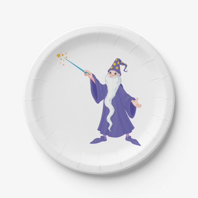 Wizard Casting A Spell Paper Plate (Front)