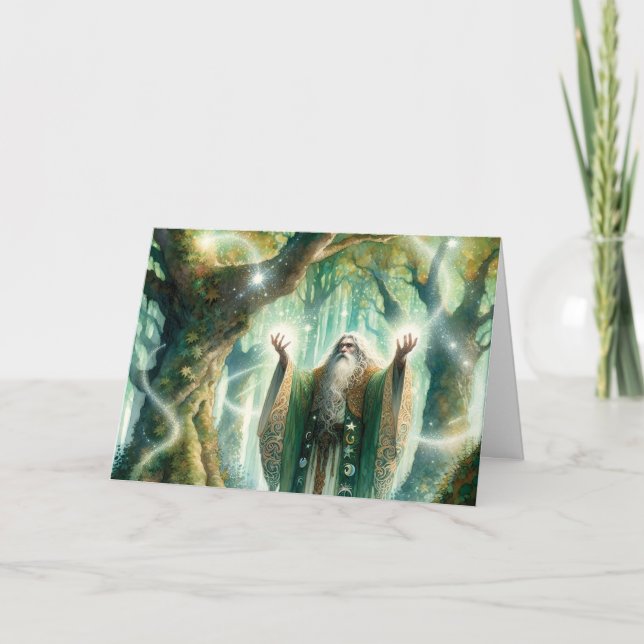 Wizard Casts Protection Spell "Happy Birthday!" Card (Front)