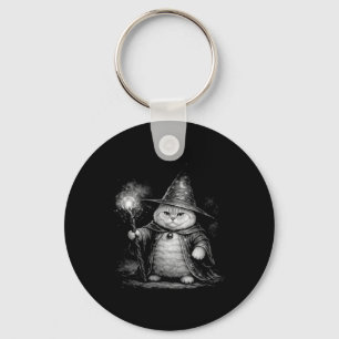 Wizard Cat Magic Fantasy Funny Vintage Tabby Meme Key Ring