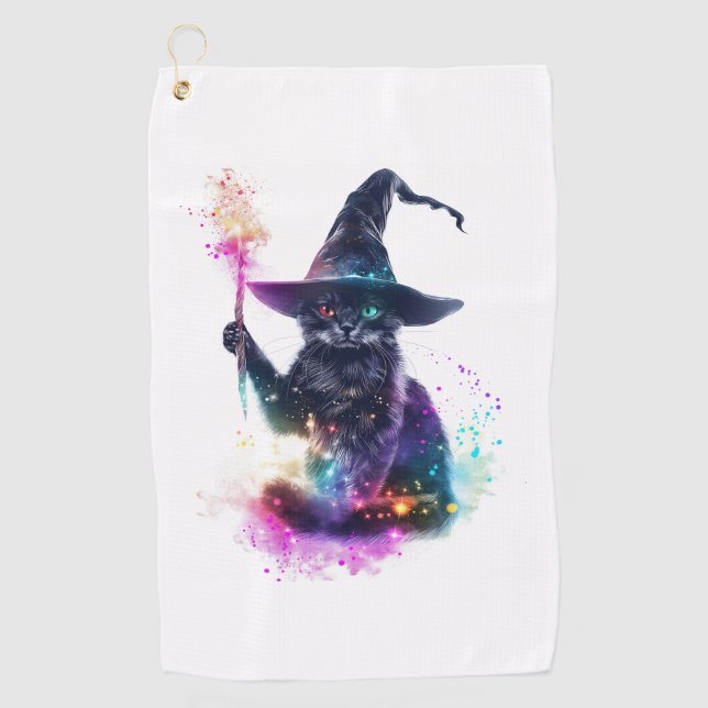 Wizard Cat Magic Golf Towel (Front)