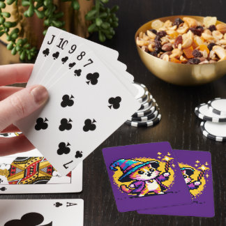 Wizard Cat - Magical Pixel Art Fantasy Design Playing Cards