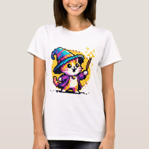 Wizard Cat - Magical Pixel Art Fantasy Design T-Shirt