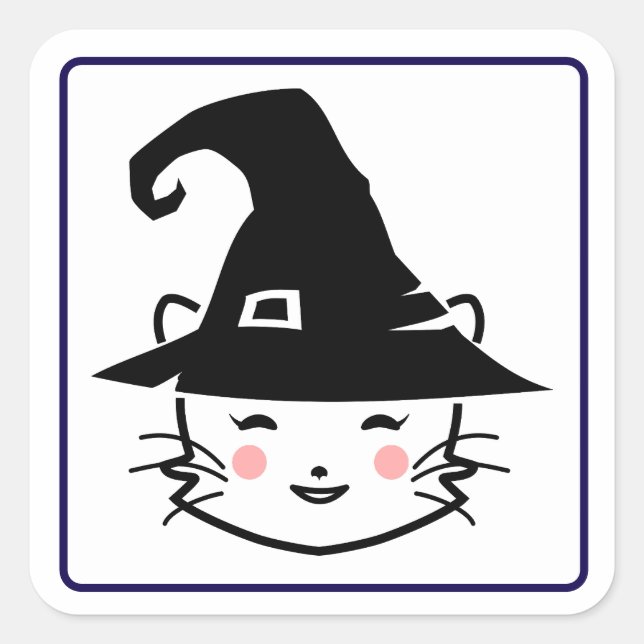 Wizard Cat Square Sticker (Front)