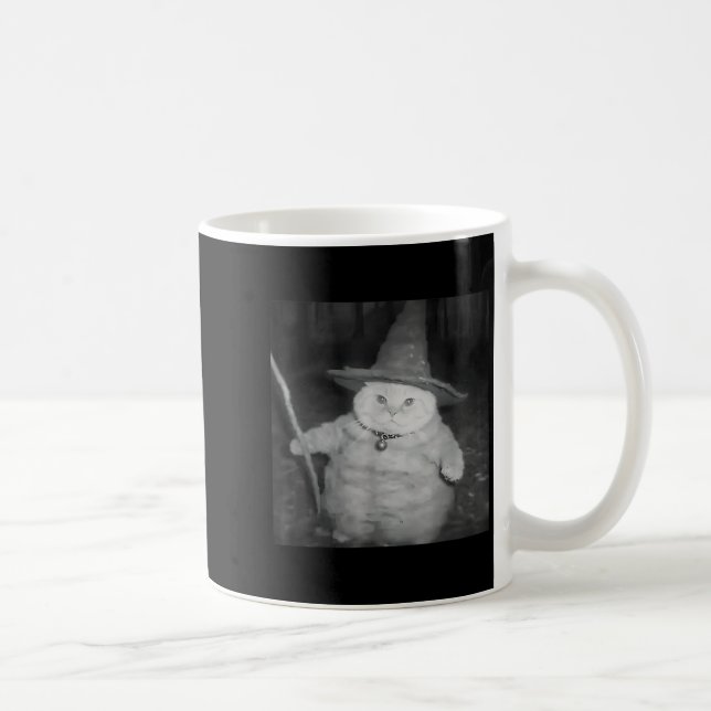Wizard Cat Weird Funny Halloween Cat Meme  Coffee Mug (Right)
