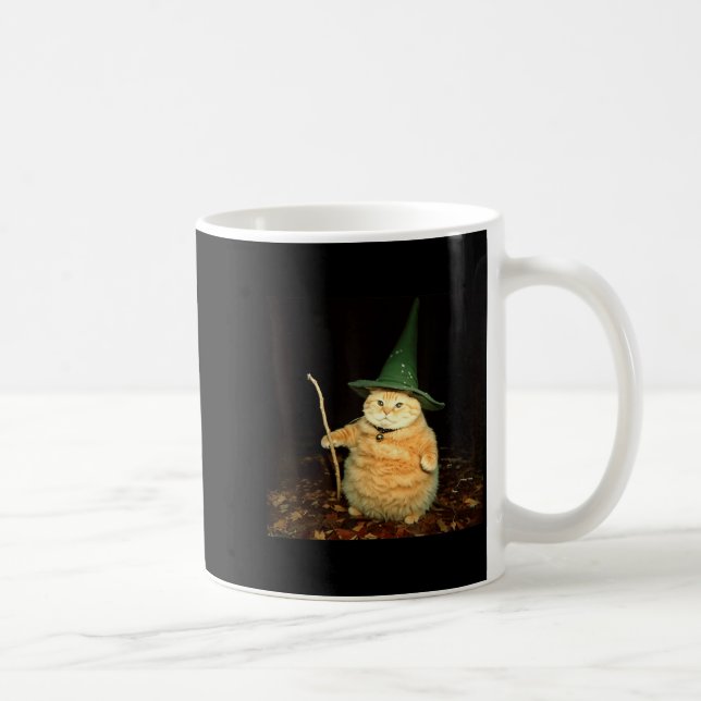 Wizard Cat Weird Funny Halloween Cat Meme Coffee Mug (Right)