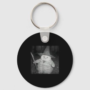 Wizard Cat Weird Funny Halloween Cat Meme  Key Ring