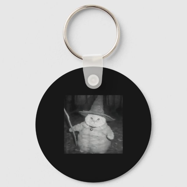 Wizard Cat Weird Funny Halloween Cat Meme  Key Ring (Front)