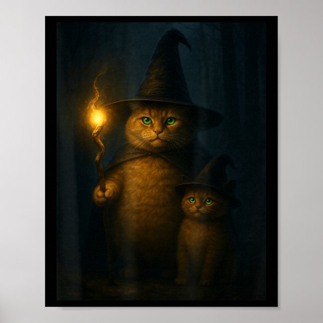 Wizard Cat Weird Funny Halloween Cat Meme  Poster (Front)
