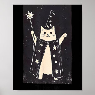 Wizard Cat Weird Funny Tarot Card The Magician Poster