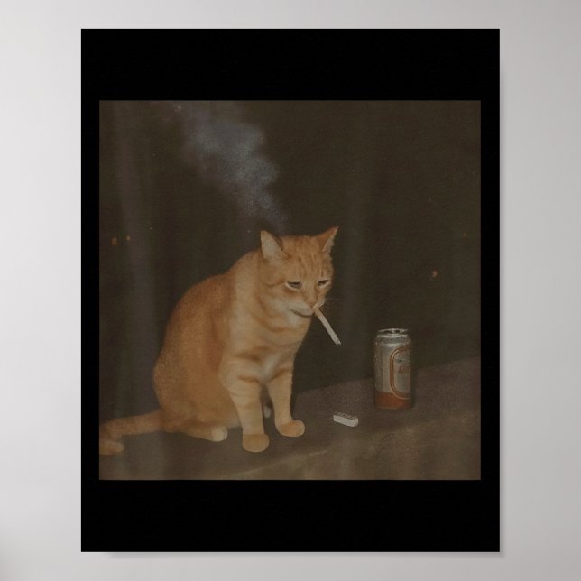Wizard Cigarette Kitten Funny Smoking Cat Meme Bra Poster (Front)