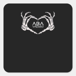 Wizard Classic - Skeleton Hands Heart Square Sticker
