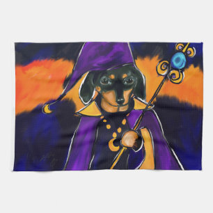 WIZARD DACHSHUND TEA TOWEL