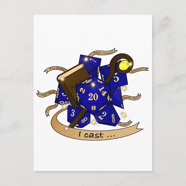 Wizard Dice Design Holiday Postcard (Front)