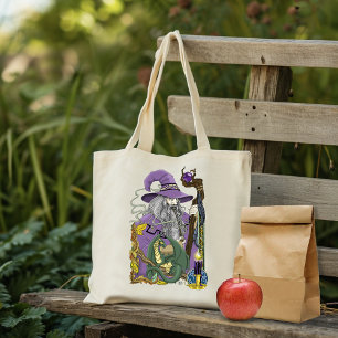 Wizard Dragon Fantasy Purple Tote Bag