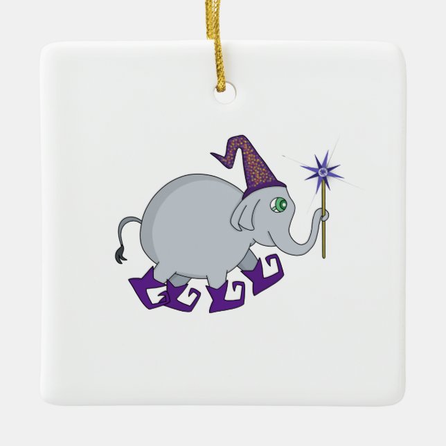 Wizard Elephant Ceramic Ornament (Front)