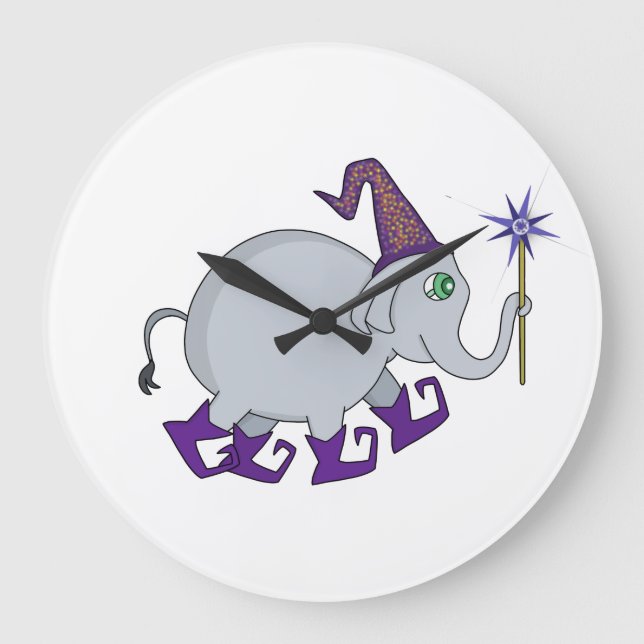Wizard Elephant Large Clock (Front)