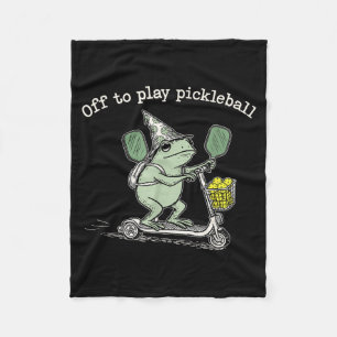 Wizard Frog Hold Racket Scooter Ride Off To Play P Fleece Blanket