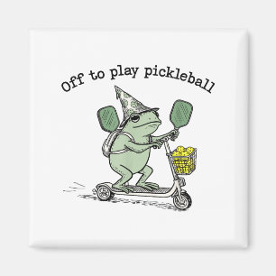 Wizard Frog Hold Racket Scooter Ride Off To Play P Magnet