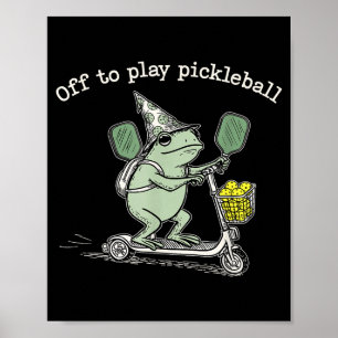 Wizard Frog Hold Racket Scooter Ride Off To Play P Poster
