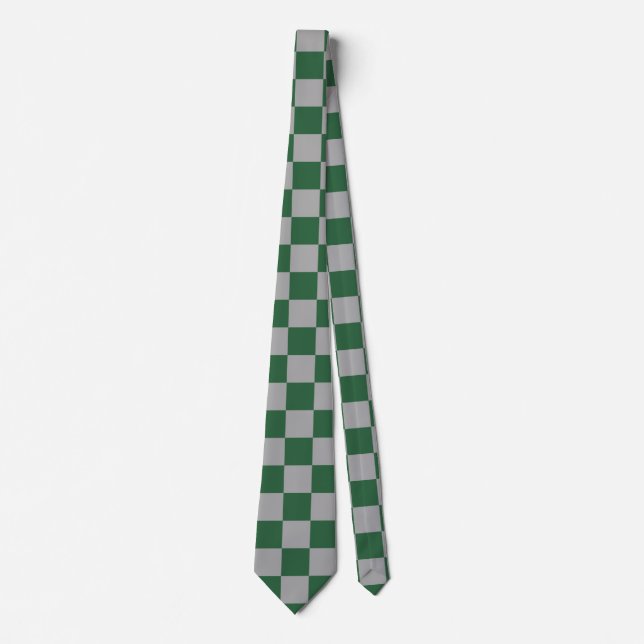 Wizard Green and Grey Chequered Tie (Front)