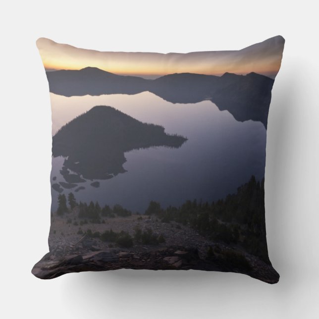 Wizard Island at dawn, Crater Lake National Park Cushion (Front)