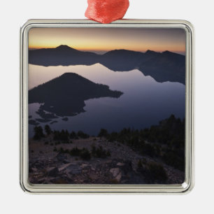 Wizard Island at dawn, Crater Lake National Park Metal Ornament