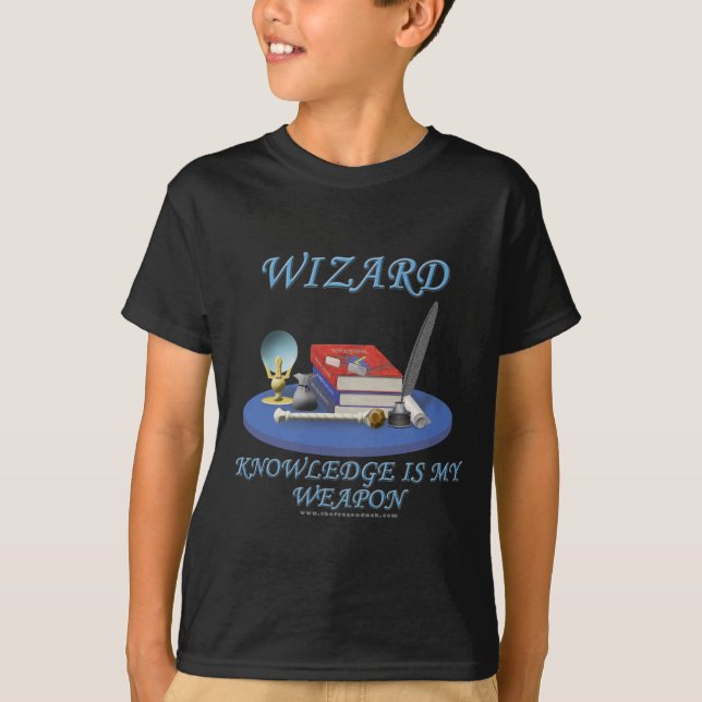 Wizard: Knowledge is My Weapon T-Shirt (Front)