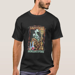 Wizard Knowledge Is Power Dragons D20 Rpg Gamer T-Shirt