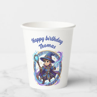 Wizard Mage Magic Anime Chibi Gamer Birthday Paper Cups