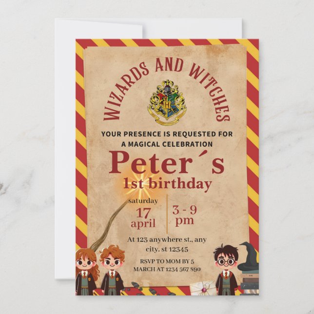 Wizard Magical Kids Birthday Party Invite (Front)